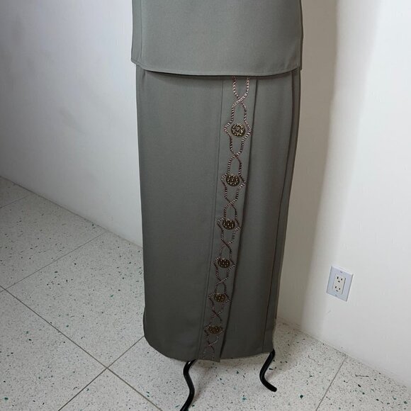 New Frontier Vintage Womens Outfit Two Piece Set Top Skirt Size Medium Green - Picture 10 of 13